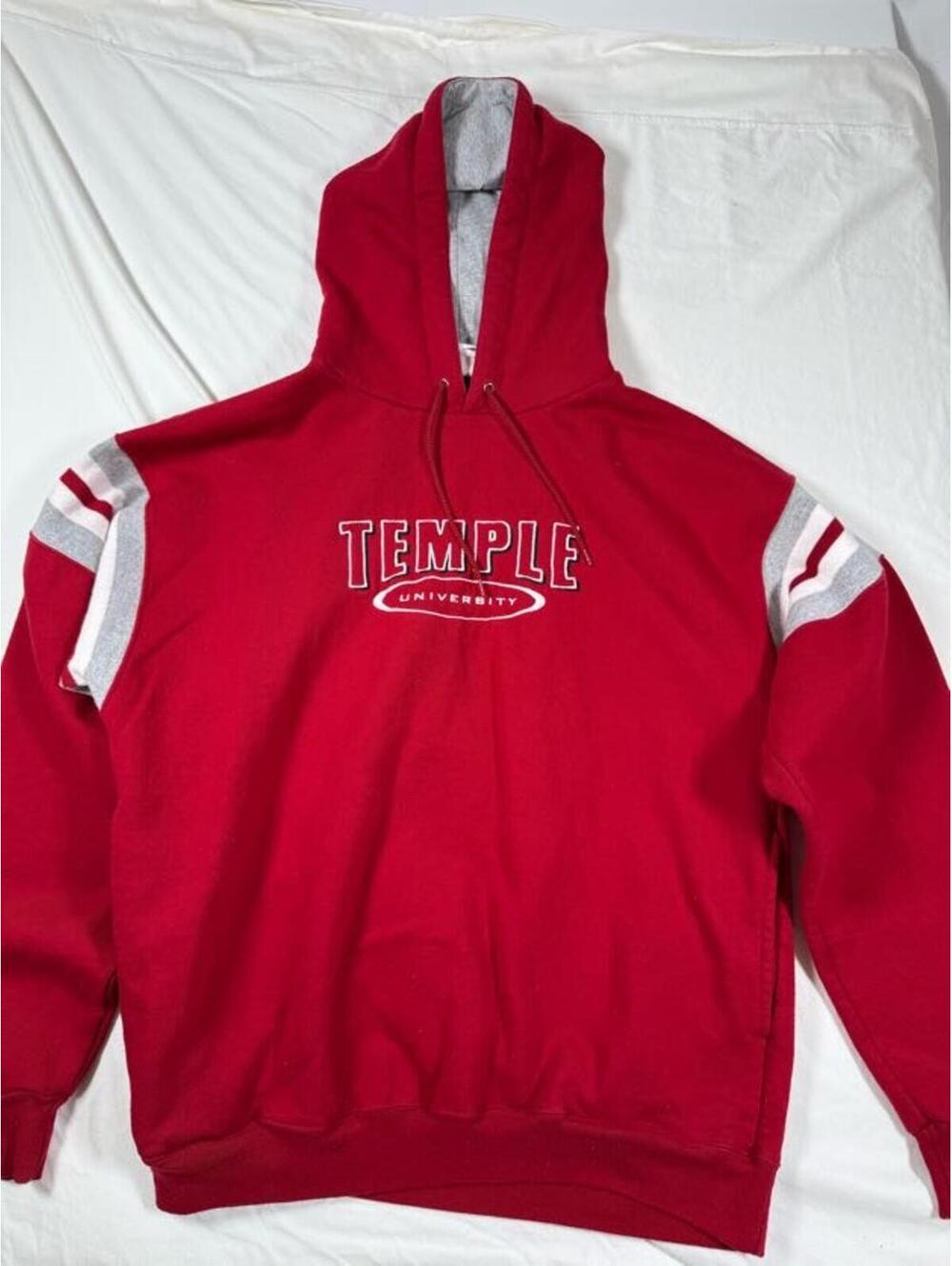 Champion Temple University Red Hoodie Sweatshirt Large